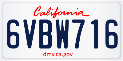 CA license plate 6VBW716
