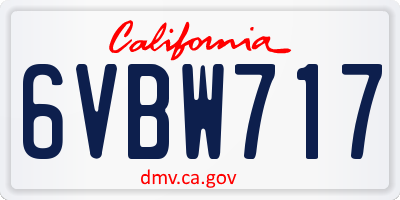 CA license plate 6VBW717