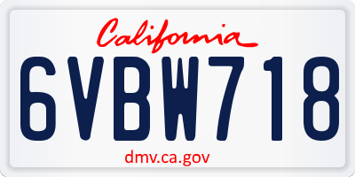 CA license plate 6VBW718