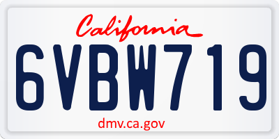 CA license plate 6VBW719