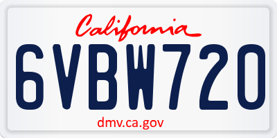 CA license plate 6VBW720