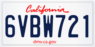 CA license plate 6VBW721