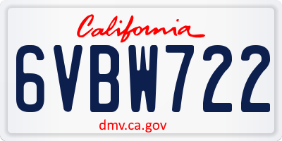 CA license plate 6VBW722