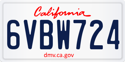 CA license plate 6VBW724