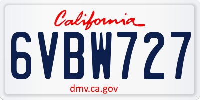 CA license plate 6VBW727