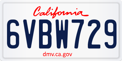 CA license plate 6VBW729
