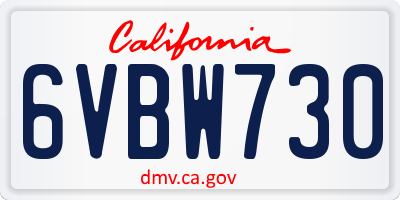 CA license plate 6VBW730