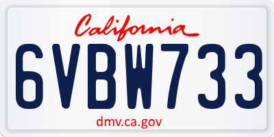 CA license plate 6VBW733