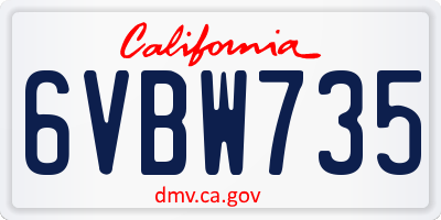 CA license plate 6VBW735