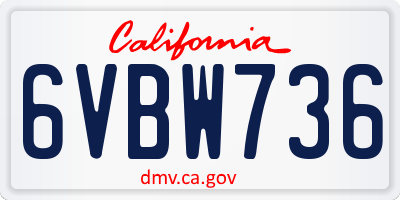 CA license plate 6VBW736