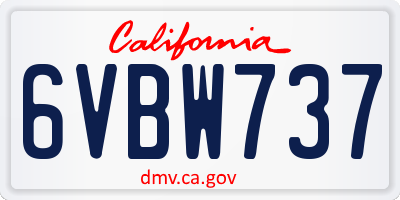 CA license plate 6VBW737