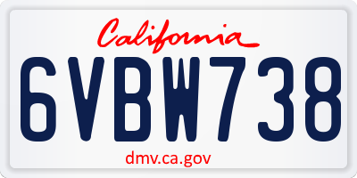 CA license plate 6VBW738
