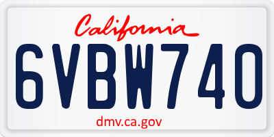 CA license plate 6VBW740