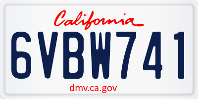 CA license plate 6VBW741
