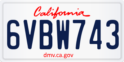 CA license plate 6VBW743