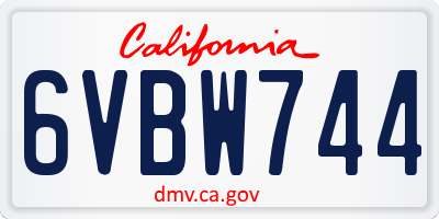 CA license plate 6VBW744