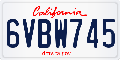 CA license plate 6VBW745