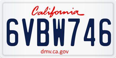 CA license plate 6VBW746