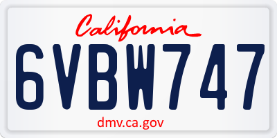 CA license plate 6VBW747