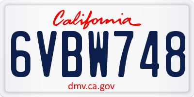 CA license plate 6VBW748