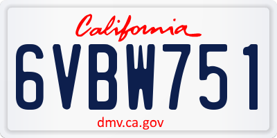CA license plate 6VBW751