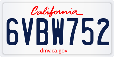 CA license plate 6VBW752