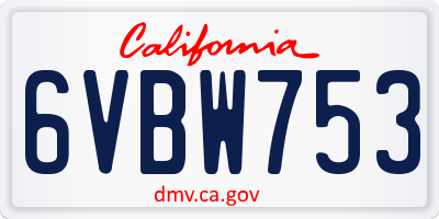 CA license plate 6VBW753