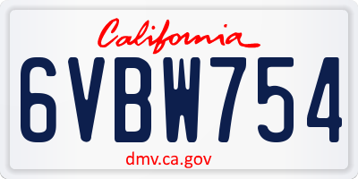 CA license plate 6VBW754