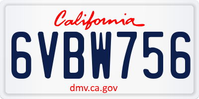 CA license plate 6VBW756