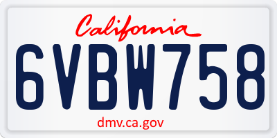 CA license plate 6VBW758