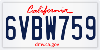 CA license plate 6VBW759