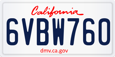 CA license plate 6VBW760