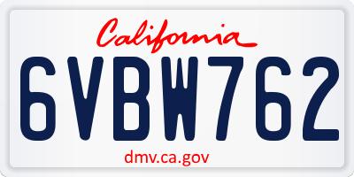 CA license plate 6VBW762