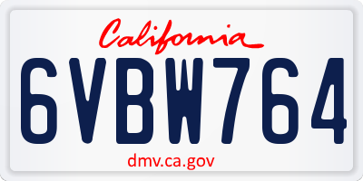 CA license plate 6VBW764