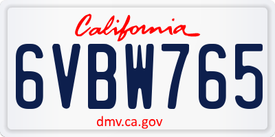 CA license plate 6VBW765