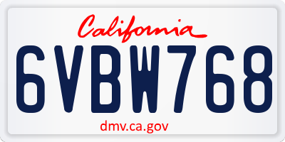 CA license plate 6VBW768