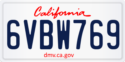 CA license plate 6VBW769