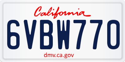 CA license plate 6VBW770