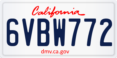 CA license plate 6VBW772