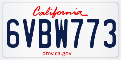 CA license plate 6VBW773