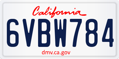 CA license plate 6VBW784
