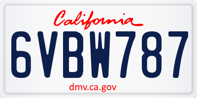 CA license plate 6VBW787