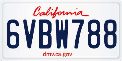 CA license plate 6VBW788