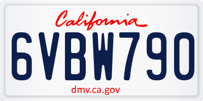 CA license plate 6VBW790