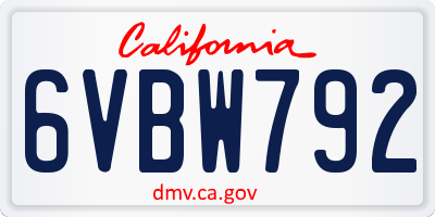 CA license plate 6VBW792