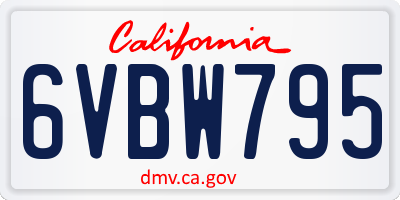 CA license plate 6VBW795