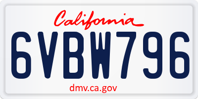 CA license plate 6VBW796