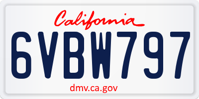 CA license plate 6VBW797