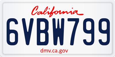 CA license plate 6VBW799