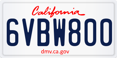 CA license plate 6VBW800